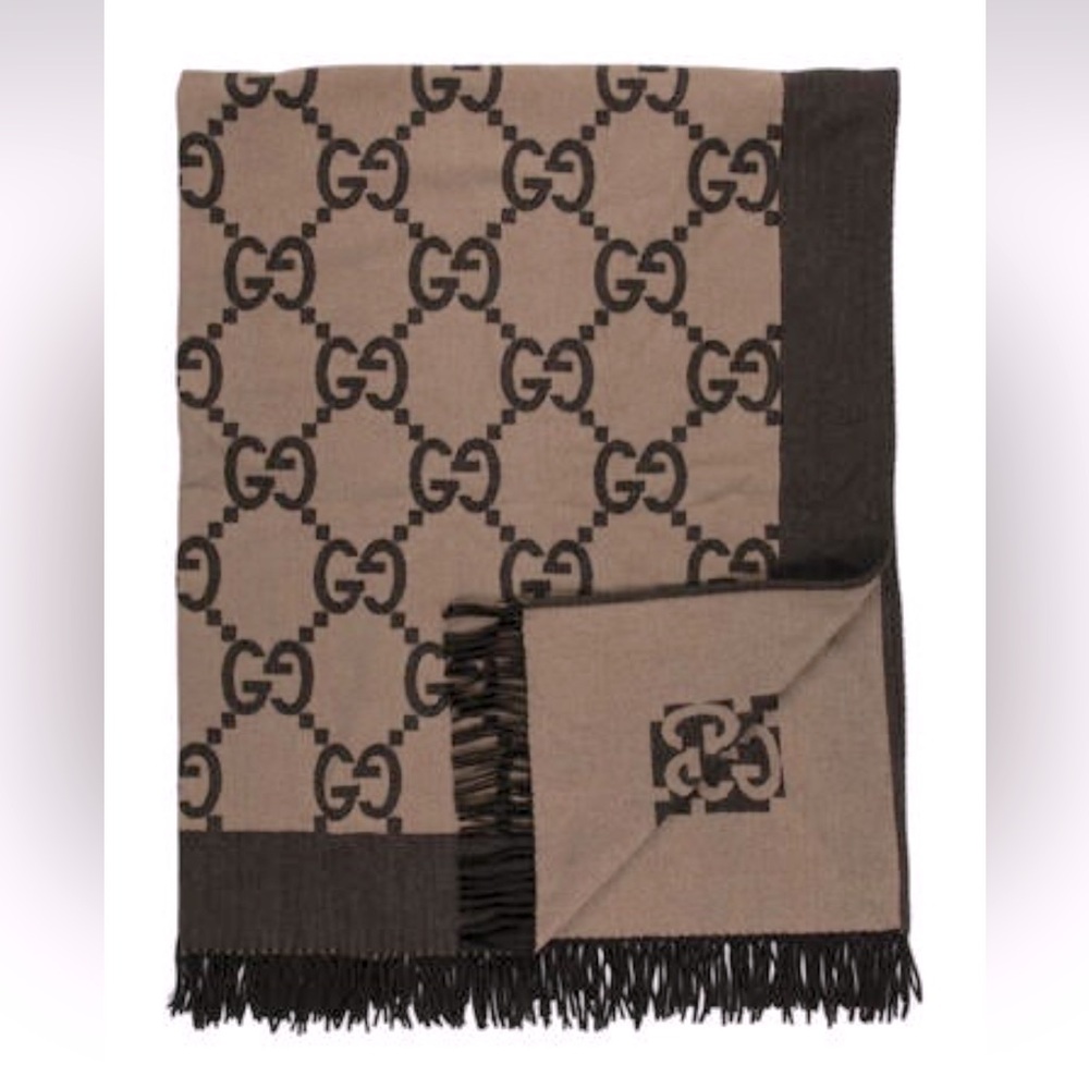 Gucci wool GG monogram throw blanket